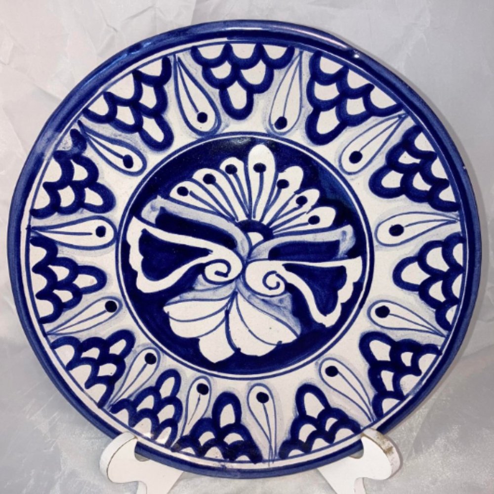 Vintage Talavera Plate Mexican Pottery Folk Art Signed Ruth Mex 11.25”